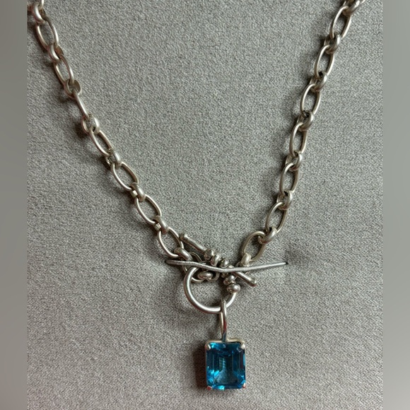 Red Envelope Blue Topaz 18’ toggle necklace. - Picture 5 of 10